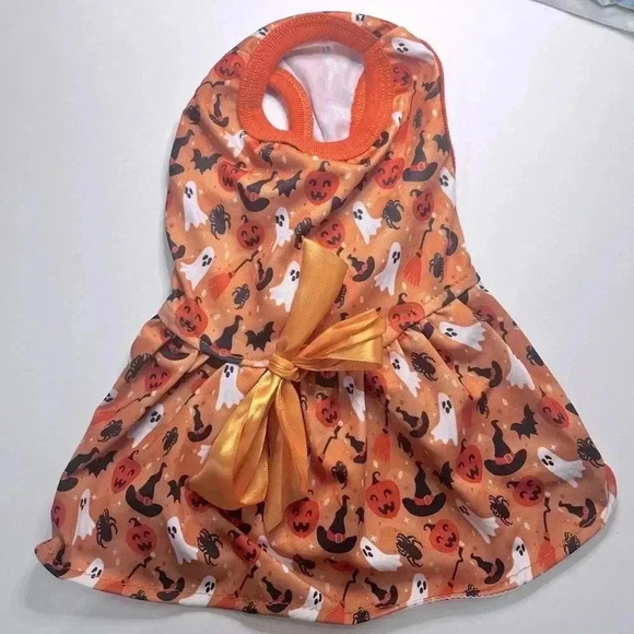 Other - Dog Halloween Dress Costume Orange Ghosts Bats Jack O Lanterns Witch Hats XS